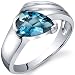 Contemporary Pear Shape 1.50 carats London Blue Topaz Ring in Sterling Silver Rhodium Finish Availab