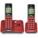VTech CS6529-26 DECT 6.0 Phone Answering System with Caller ID/Call Waiting, 2 Cordless Handsets, Red
