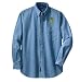 Personalized custom embroidered bear wearing scrubs design on denim shirt