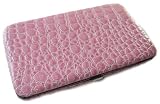 Light Pastel Pink Croc Flat Wallet
