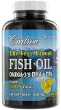 Carlson Labs Very Finest Fish Oil, Lemon, 1000mg, 120 Softgels
