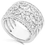 One of a Kind 7/8ctw Round Brilliant Floral Diamond Ring (H-I/SI) in 14kt White Gold