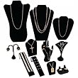 Large Elegant Black Velvet Jewelry Display 11 Pc Set