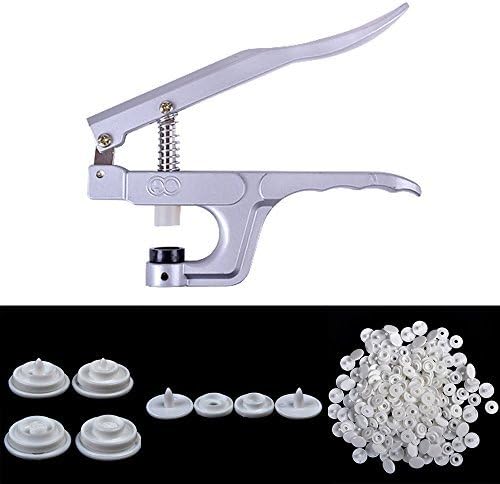 Pro KAM Button Fastener Snap Studs Pliers Punching Tool + 100SET KAM PLASTIC RESIN WHITE SNAPS BUTTON FASTENERS PRESS STUD POPPERS SIZE 16 T3 by ebuybox
