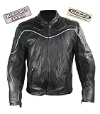 Xelement Premium Buffalo Leather Cruiser Motorcycle Jacket with Protective Removable Armor