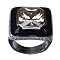 Square Cubic Zirconia Ring with Pavé Border - Black/ Amber