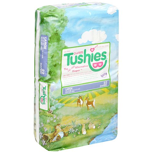 Tushies Diapers, Large (22-35lbs), Case Pack, Four - 22 Count Packs (88 Diapers)