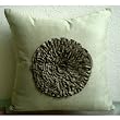 Vintage Olive Flower - Throw Pillow Covers - Suede Pillow Cover with Frill Flower Embroidery
