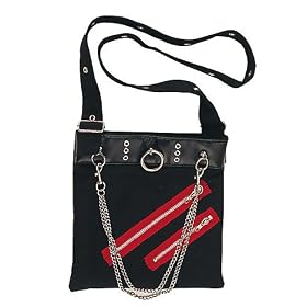HB-012-2 BLK CANVAS W/CHAINS/ZIPPER
