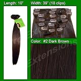 10" Inch #2 Dark Brown Pro Extensions Human Hair Extensions