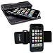 QuickFlipCase and Tuneband for iPhone 3G and new iPhone 3GS, Grantwood Technology's Premium Leather Horizontal Flip Case and Armband, Silicon Skin and Screen Protector (Black Skin)