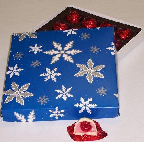 Scott's Cakes 1 lb. White Chocolate Covered Cherries in a Snowflake Box by Scott's Cakes