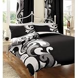 from GAVENO CAVAILIA PRINTED KING BED DUVET QUILT COVER BEDDING SET + PILLOWCASE GRANDEUR BLACK GREY (Model GRANDEUR Black KING SIZE)