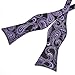 PenSee Mens Self Bow Tie Black & Purple Paisley Jacquard Woven Silk Bow Ties