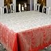 Armani International, Christmas Joy Collection, Table cloth 70x90 Inch Rectangular in Ecru-red, Luxury European Jacquard Linen-cotton, Simply Elegant!