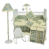 Hoohobbers Plaid / Gingham Blue 4 Piece Crib Bedding Set