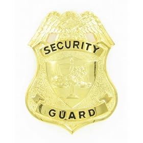 Security Guard Goldplate Shield Badge w/Safety Catch - Blackinton J301, Police Equipment Badges