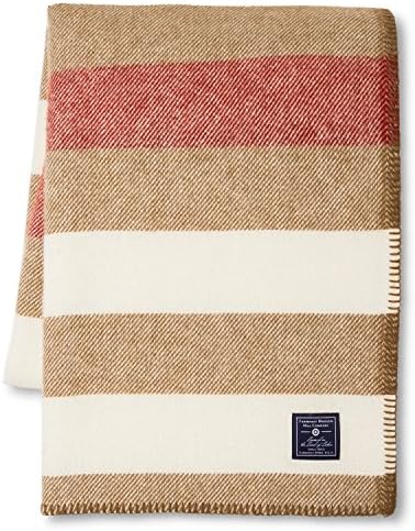 Faribault Woolen Mill Company Wool Throw Blanket, Striped, Chestnut