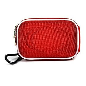 Kroo Camera Case for Canon Powershot Camera Digital Camera + Bonus Bundled with Universal LCD Screen Protector Kit + Cloth (Many Color Available) (Slim NylonRed)