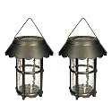 Malibu Outdoor One-Light Solar-Powered Metal Hanging Lanterns, 2-Pack #LZ601-2