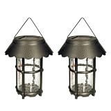 Malibu Outdoor One-Light Solar-Powered Metal Hanging Lanterns, 2-Pack #LZ601-2