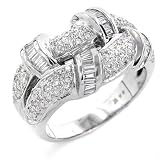 14K White Gold Diamond Domed Curve Ring