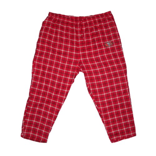 Mens NFL San Francisco 49ers Plaid Cotton Thermal Sleepwear / Pajama Pants - Red & White (Size: 5XL)
