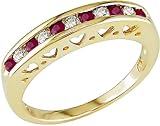 14K Yellow Gold 1/8 ctw Diamond and Ruby Ring