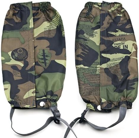 1 Pair Jet Black Unisex Double Sealed Velcro Zippered Closure TPU Strap Waterproof Breathable 400D Nylon Cloth Leg Gaiters Leggings Cover for Rain Winter Outdoor Sports Activities New