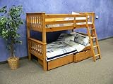 Bunk Bed Twin over Twin Mission style in Honey with Drawers