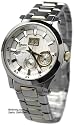 Seiko Premier #SNP004 Men's Stainless Steel 2 Tone Kinetic Perpetual Calendar Silver Dial Watch