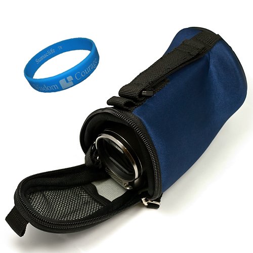Detail image Blue VG Classy Style Lushly Neoprene Camcorder Pouch for Sony DCR-SX45 Handycam Camcorder + SumacLife TM Wisdom Courage Wristband