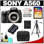 Sony Alpha DSLR-A560 Digital SLR Camera Body with 16GB Card + Battery + Case + Tripod + Accessory Kit