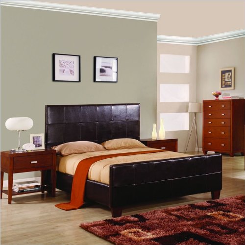 California King Modus Milano Genuine Leather Upholstered Modern Platform Bed in Chocolate