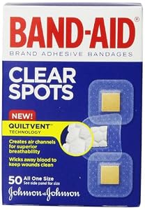 Band-Aid Brand Adhesive Bandages, Clear Spots, 50 Count (Pack of 3)