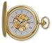 Avalon 17 Jewel Mechanical Skeleton Gold-tone Covered Pocket Watch with Chain, #4037G image 2