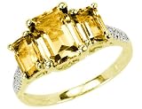 Citrine Gemstone Ring 2.4 Carats (ctw) with Diamonds in 14K Yellow Gold