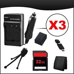 Power Accessory Bundle Pack #3 for Olympus OM-D E-M5 Digital Camera includes (x3 BLN1 Replacement Batteries, x3 BLN1 Replacement Chargers, USB Card Reader/Write, Memory Card Wallet, Mini Tripod, 32GB SD Memory Card) - V620053XU010