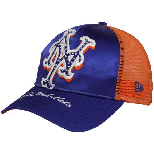 New Era New York Mets Ladies Royal Blue-Orange Glamorous Mesh Back Adjustable Hat