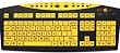 Large Print Computer Keyboard with USB Plug and Chord Oversized Black Letters on Yellow Background for Low Light and Weak Vision