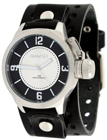 Nemesis #B032KS Men's Premium Wide Leather Cuff Band Russian Diver Watch