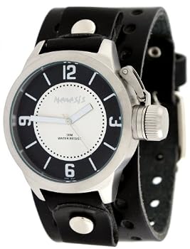 Nemesis #B032KS Men's Premium Wide Leather Cuff Band Russian Diver Watch