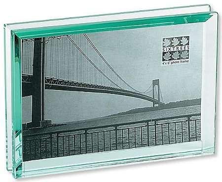 New EMERALD bevelled glass block 'floats' your photo - 4x6