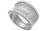 14K White Gold Hand-Crafted Matte-Finish Designer Ring, Enhanced with Pave Set Diamonds.