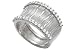14K White Gold Hand-Crafted Matte-Finish Designer Ring, Enhanced with Pave Set Diamonds.