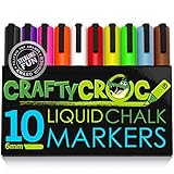 CraftyCroc CC1-100 Chalk Markers With Unique Reversible Tip, Pack of 10, Assorted color