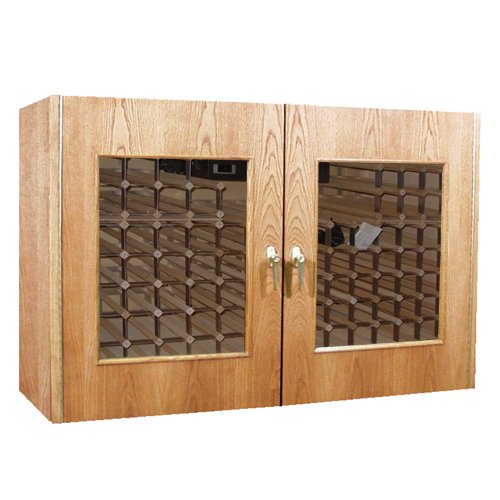 Vinotemp VINO-296GJETBLACK Jet Black Reserve 224 Bottle Credenza Wine Cabinet with Glass Windows and