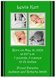 2 + 2 on Green & Black Birth Announcements - Set of 20