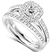 5/8 Carat TW Asscher Diamond Engagement Ring and Wedding Band Set 14k White Gold - Size 6