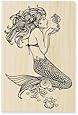 Stampendous Wood Handle Rubber Stamp, Mermaid Image